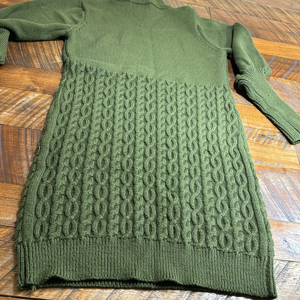 Fresh Perspective Olive Green Knit Turtleneck Sweater Dress - Picture 6 of 9